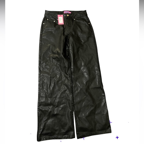 Edikted Black Faux Leather Pants - Picture 3 of 7